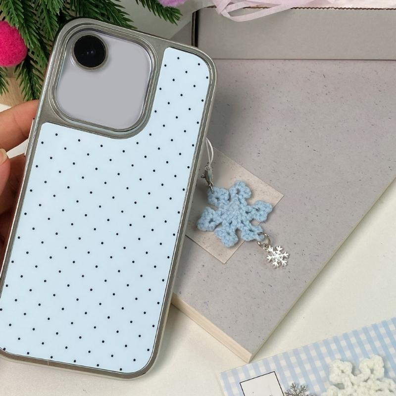 Holiday Gift Handcrafted Snowflake Keychain Yarn Phone Lanyard Christmas Decoration Elegant Women Keyring