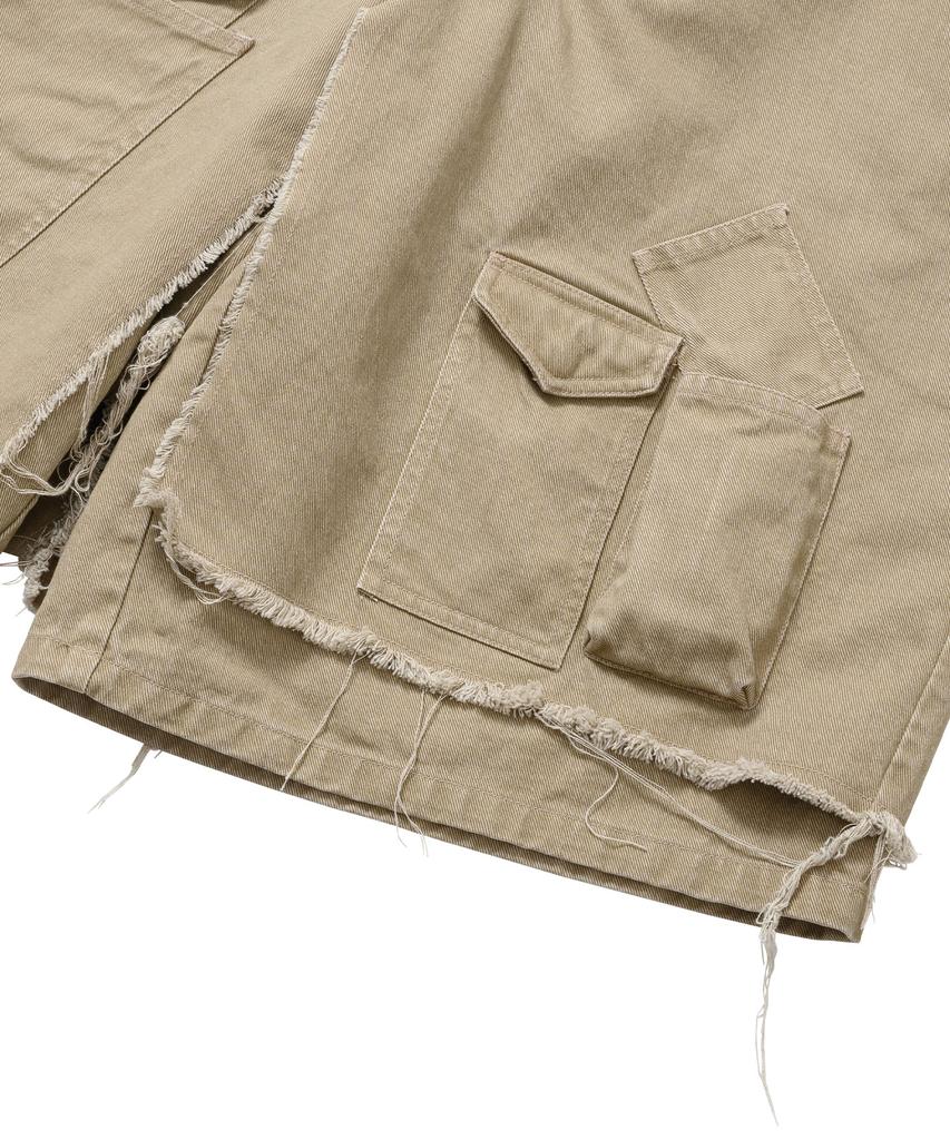 AJOBYAJO Washed Layered Cargo Skirt Shorts [Beige]