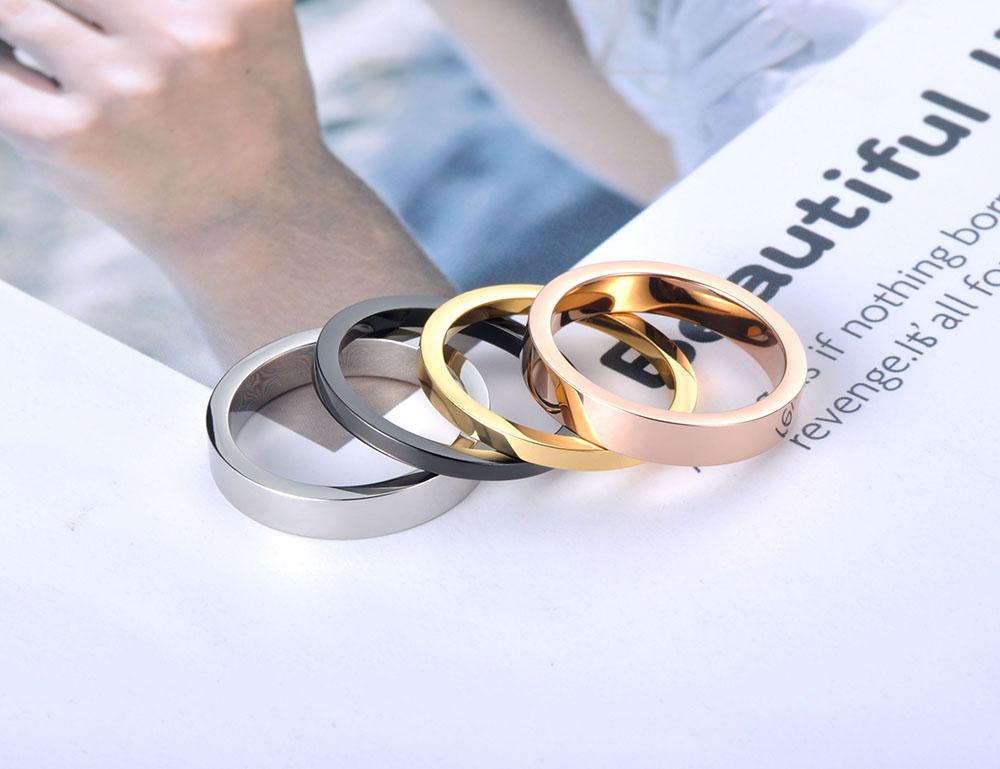 JeeMango Trendy 4 In 1 Colorful Gold Simple Rings Jewelry Titanium Stainless Steel Wedding Engagement Ring For Women R19071