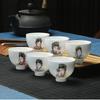 White Porcelain Tea Cup Set , Ceramic Kung Fu Tea Set, Household Pu-Erh Tea Single Cup, Master Cup, 6 Pcs