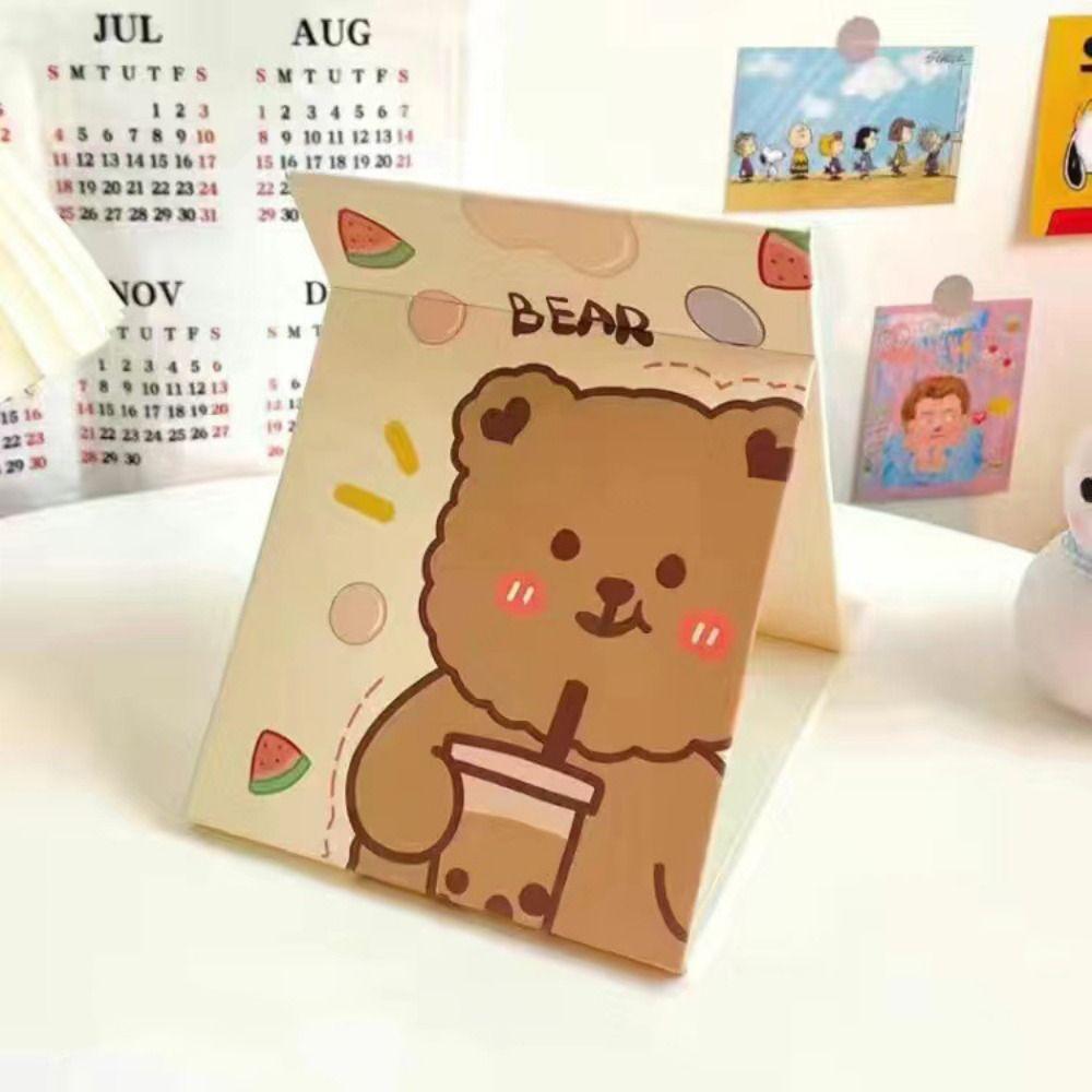 

Складное зеркало для макияжа из искусственной кожи, косметическое зеркало с медведем, карманное зеркало для макияжа для спальни style 2