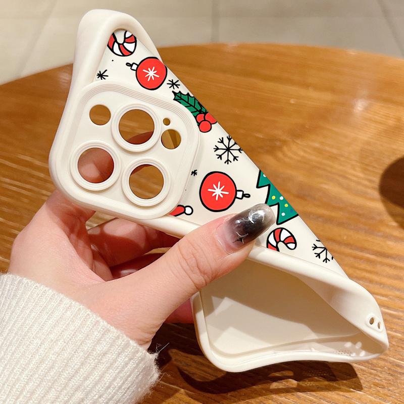 Cartoon Merry Christmas Pattern Matte Cover For iPhone 16 Pro Max 15 Plus 14 Pro 13 12 11 XS XR 17 Soft Silicone Len Protection Shockproof Phone Case