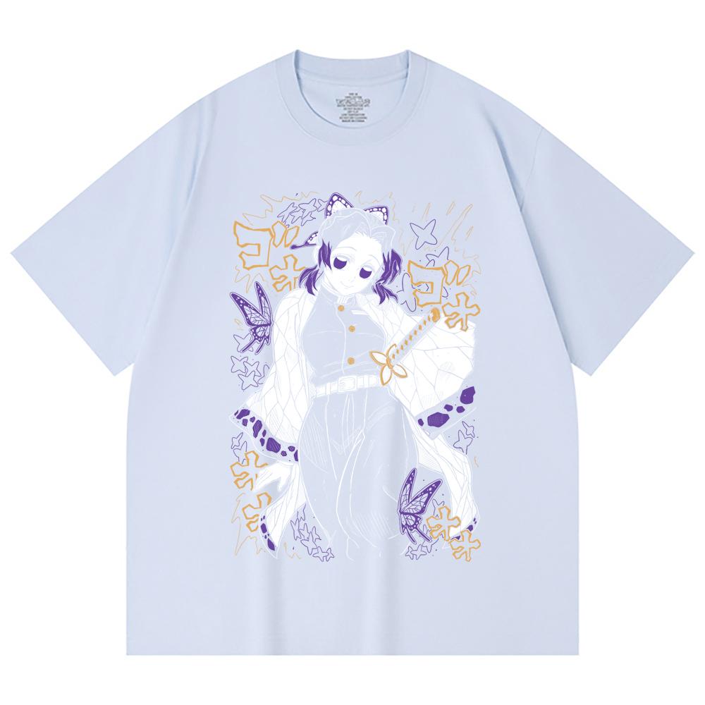 230 Gsm 100% Cotton Demon Slayer V45 Shinobu Print Unisex Heavy Cotton T Shirt