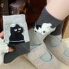 Cute Creative Designed Flocked Cat-themed Mid-calf Socks for Women Autumn and Winter Women Socks