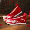 Embroidered Shoes Fringed Hanfu Shoes Antique Xiuhe Shoes Chinese Inner Heightening Cloth Shoes