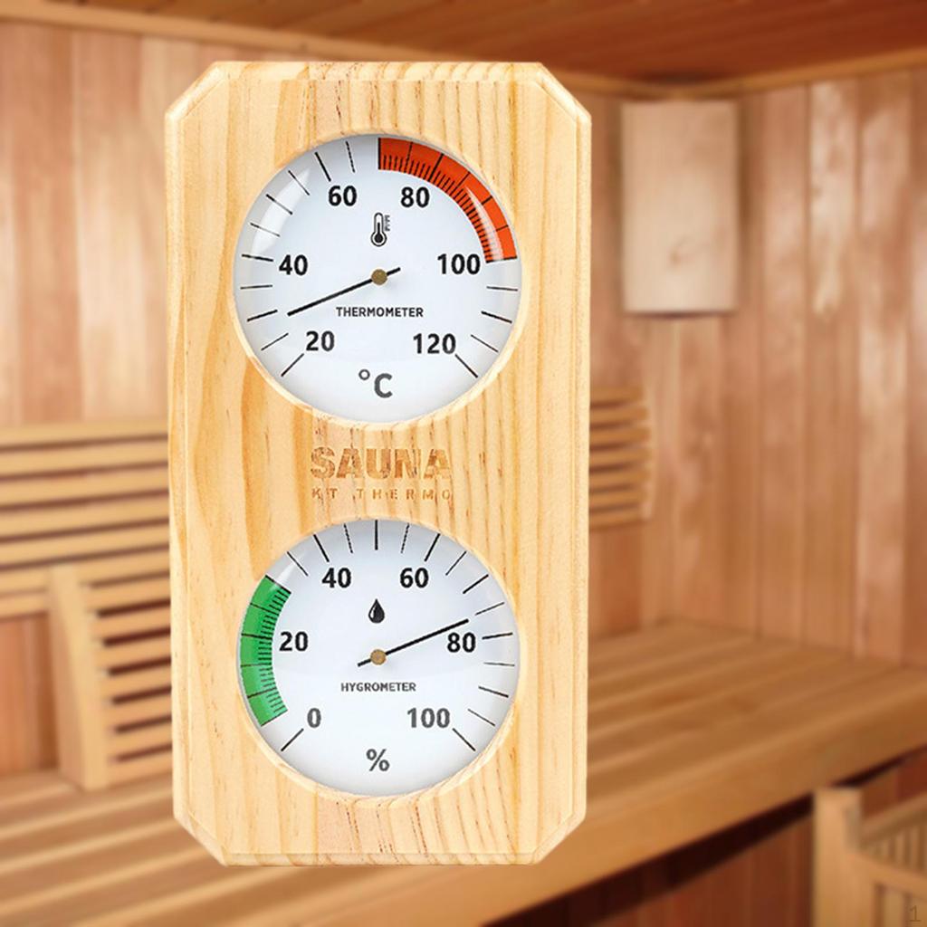 2-in-1 Hygrometer/hygrothermograph for Sauna, Wall-mounted, Wooden, Easy Installation. Temperature