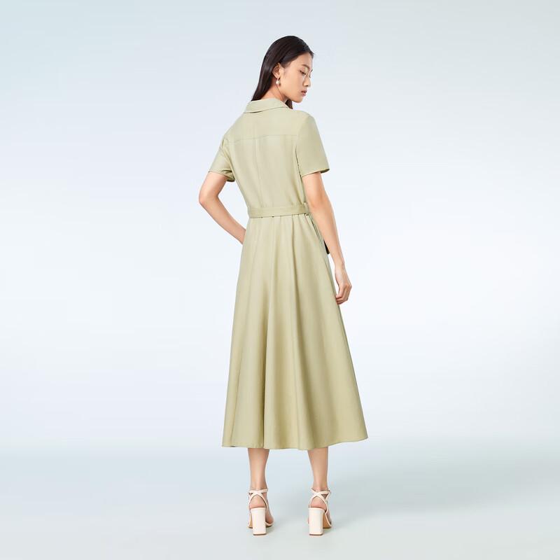 OVVOVV Women's Shirred Waist A-Line Short Sleeve Dress