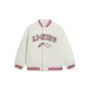 Li Ning Color Block Trim Stripes Letter Logo Sherpa Fleece Lined Jacket Unisex Ivory AFDSD31-1