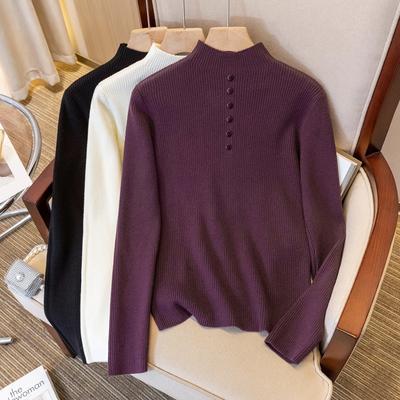 Haut Tricoté à Col Roulé Court pour Tenue d'Hiver pour Femmes Nouveau Haut Tendance Haut Grande Taille Mère
