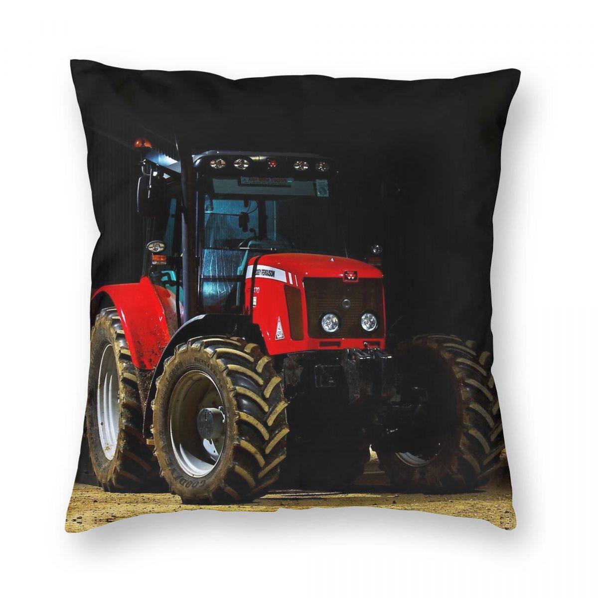Massey Ferguson Tractor Kussensloop Polyester Linnen Fluweel Patroon Rits Decoratieve Kussensloop Kamer Kussenhoes 18 Linen 35*35(CM)-1Pcs