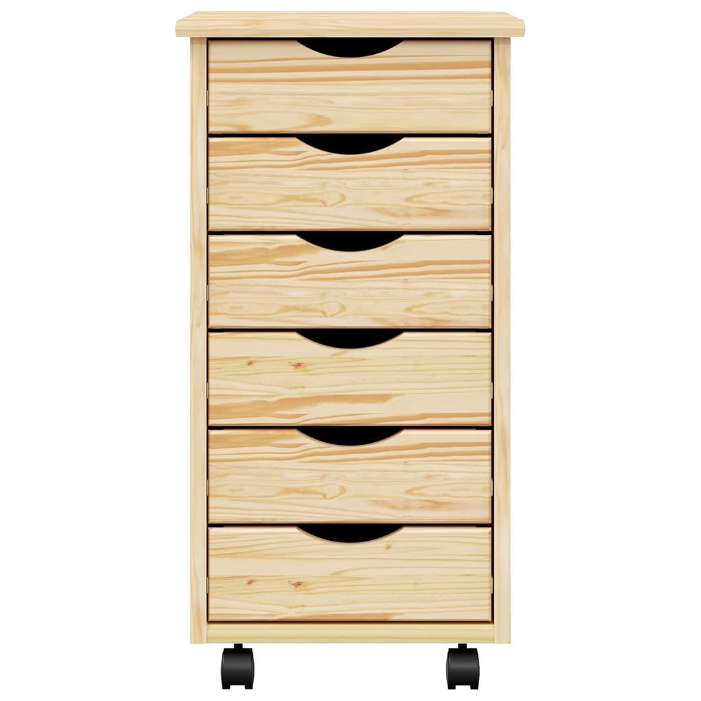 Rollbarer Aufbewahrungsschrank mit Schubladen MOSS Klarlack Finish 34 x 39 x 65,5 cm