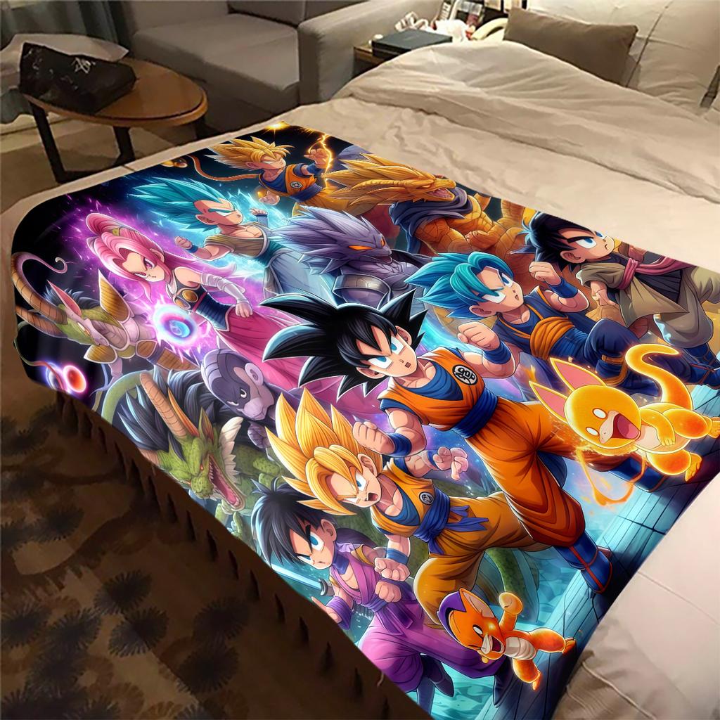 1 Stück Dragon Ball Super Aufdruck Flanelldecke, Hohe Qualität für alle Jahreszeiten, Heimdekoration, Wärme und Komfort, Perfekt für Weihnachtsgeschenke