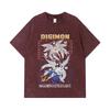 275 GSM Washed T-shirts 100% Cotton Digimon V7 Print Unisex Heavy Cotton T Shirt
