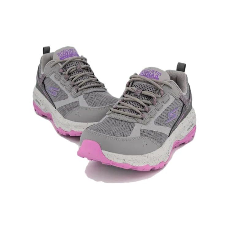 Skechers Comfortable Shock Absorbing Lightweight Low Top Running Shoes Women sneaker Gray Purple 128221C-GYPK