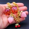 Cherry Strawberry Key Chain Pendant For Everyday Use Premium Crafted Resin Jewelry Decoration Compact Travel Essential