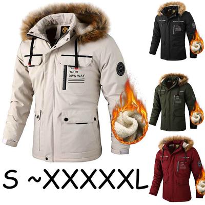Outdoor Herren Samtverdickte Freizeitjacke Parka Mantel Herbst und Winter Warme Jacke Herrenjacke Plus Size