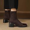 Krazing Pot Flock Winter Round Toe Modern Platform Size 33 Boots Size 43 Women Fashion British School Elastic Ankle Boots