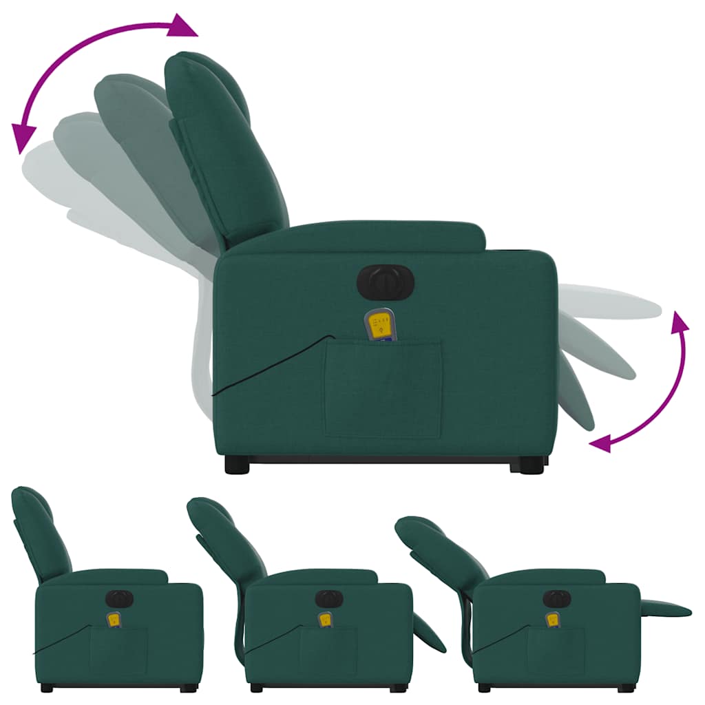 Vidaxl Lift Recliner Massage Chair, Electric, Reclining, Green
