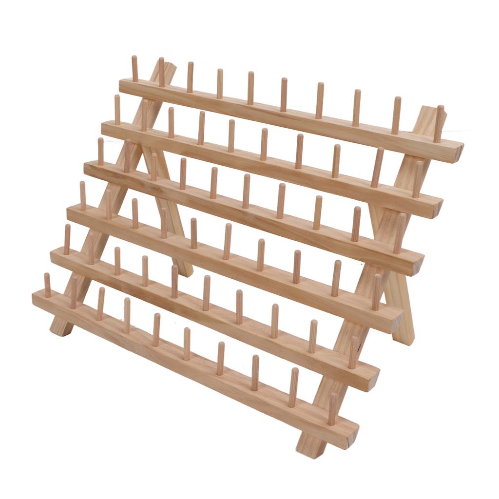 60 Spools Wooden Thread Rack DIY Easy Storage Safe Eco Friendly Beechwood Folding Thread Holder Thread Organizer for Quilting