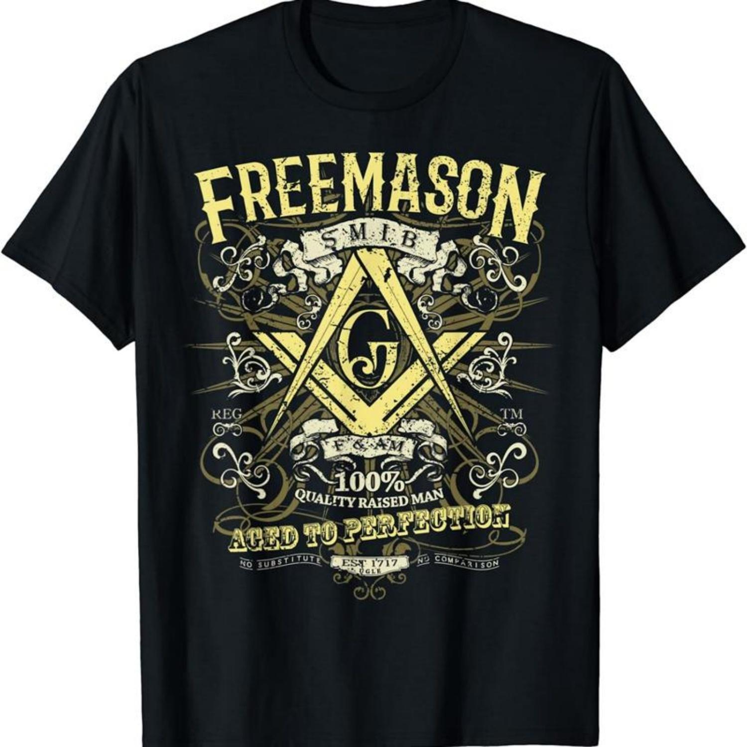 

M A S O N I C T Shirt Est 1717 Classic Vintage Distressed Size 5Xl S чёрный