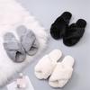Weiche und bequeme Damen-Fell-Sandalen Offene Zehenpartie Pelz-Schieber Hellrosa