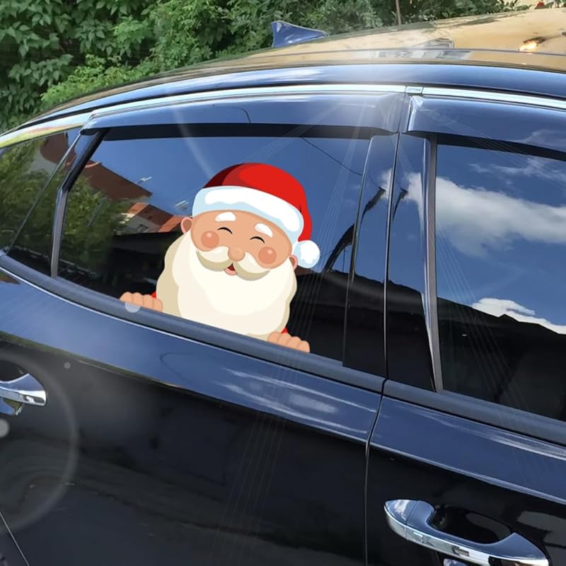 Christmas Decor Elf Peeking Sticker, Car Window Decals Vinyl Waterproof Stickers for Cars Truck SUV Laptop Bumper Car Stickers and Decals (Elf)