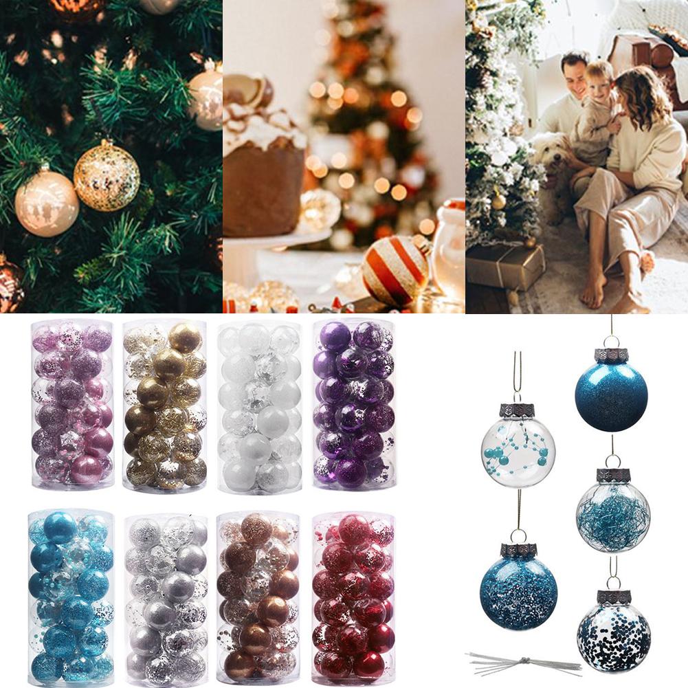 Festive Xmas Tree Hanging Ornaments Glitter Christmas Balls Baubles