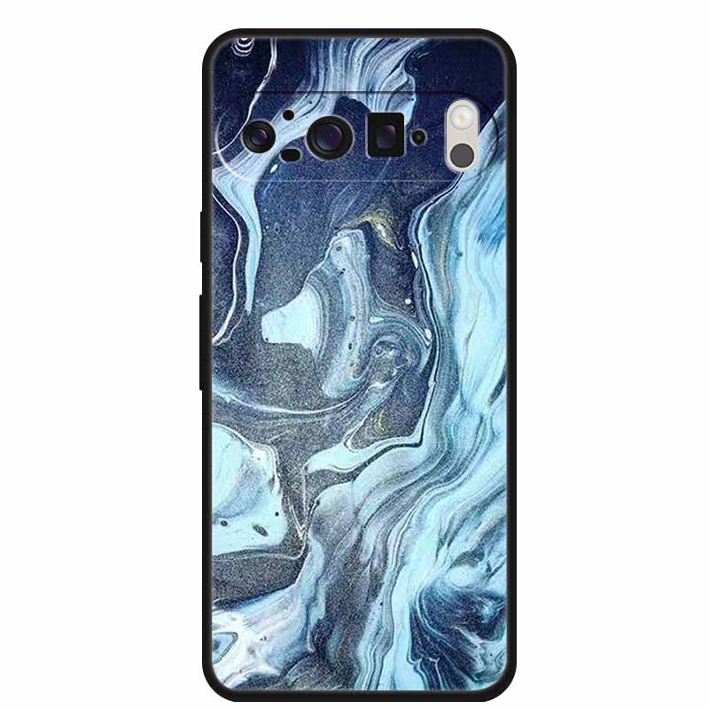 For Google Pixel 9 Pro XL Cellphone Case Luxury Protector Soft Silicone Cover for Google Pixel 9Pro XL Marble Soft Black Funda