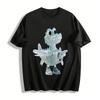 Cute Crocodile Plane Print Casual Top For Kids Teens Pure Cotton T-shirt