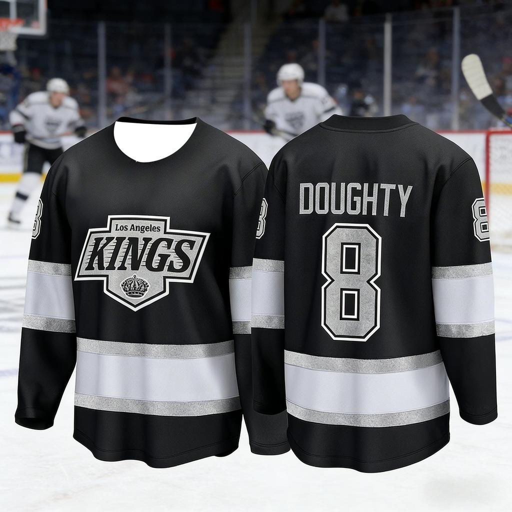 2026 Nuova Maglia da Allenamento King Team Hockey su Ghiaccio da Uomo con Stampa 3D, Bianca, Traspirante e Asciugatura Rapida, Maniche Lunghe, Bambini
