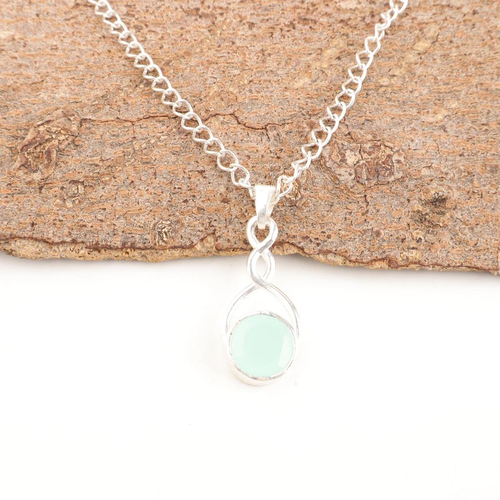 Aqua kalsedon Håndlagde edelstenssmykker, 925 sterling sølv anheng Unik design smykker, For kvinner