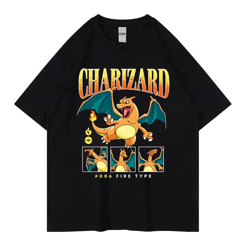 Pok É Mon Pikachu Little Fire Dragon Johnny Turtle Pok É Mon Printed Short Sleeved Mens Tshirt Childrens Parent Child Wear