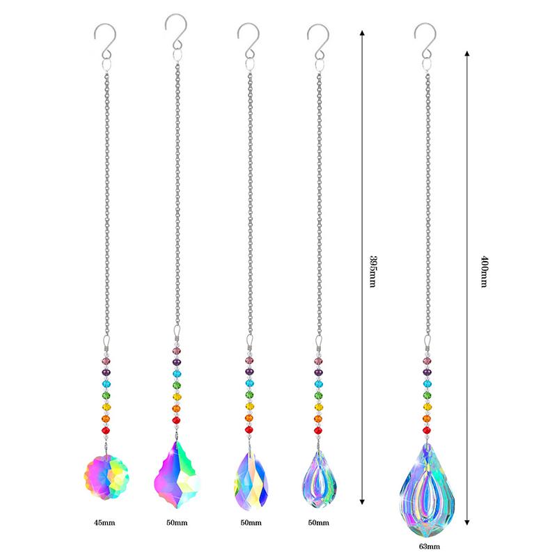 1Pc Colorful Crystal Sun Catcher Rainbow Maker with Hanging Chain for Home Decoration Thanksgiving Theme