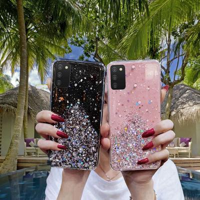 Funda de Lujo Blanda con Brillo Para Samsung Galaxy A03S A 03S Cubierta Trasera Brillante Para SamsungA03S Parachoques de Silicona 6.5 pulgadas