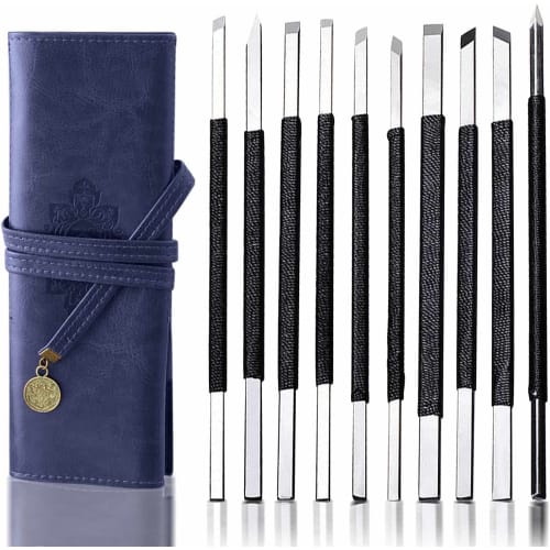 Ziyue 10-Piece Set of Tungsten Carving Knives, Seal Carving Knives, and Thread Spools. Sharp, High-Hardness, Non-Slip Stone Carving Knives for Stamp M
