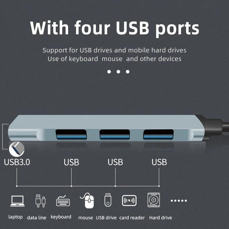 Car Sticker Tesla Car USB Type-C to 4 Port USB HUB High Speed Adapter Accessories For Tesla Model-Y Model-3 Model-X Model-S Cybe