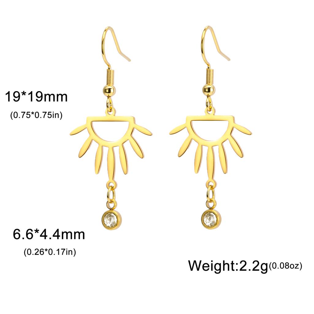 Lucktune Hollow Wing Fan-shaped Drop Earrings Stainless Steel Gold Color Geometry Sun Dangle Earrings for Women Jewelry Gifts