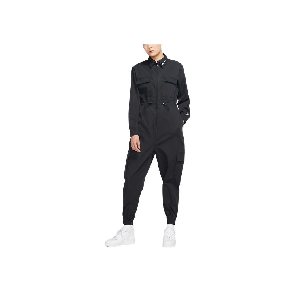 Nike Sportswear Print Back Letter Zip-Up Collared Bodysuit Women Bodysuit Black FB1917-010