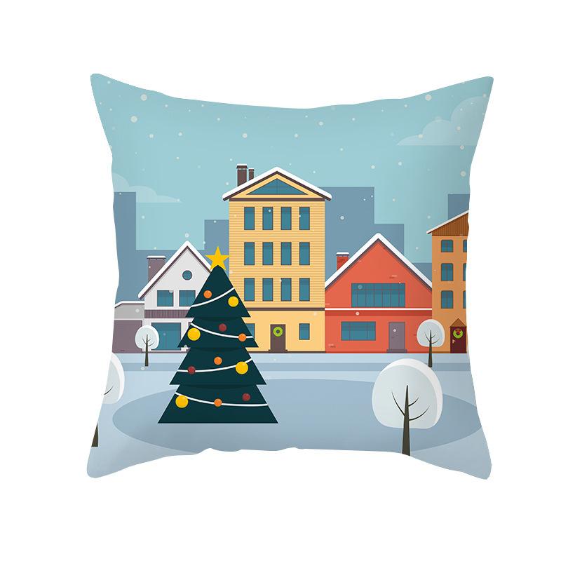 Cartoon Print Christmas Pillow Cover Office Sofa Cushion Pillow Cover Cross-border Home