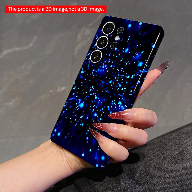2DFlat Samsung Phone Case Blue Cosmic Particle Explosion Phone Case Applicable To Galaxy S22 S23 S24 S25ULTRA S26 A12 A13 A14 A15 A16