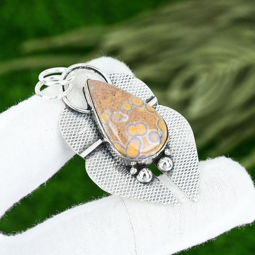 Natural Cobra Jasper Gemstone Jewelry 925 Sterling Silver Pendant For Women
