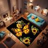 Customizable sunflower pattern non-slip rug, soft flannel, washable, non-slip backing, suitable for living rooms, bedrooms, bath