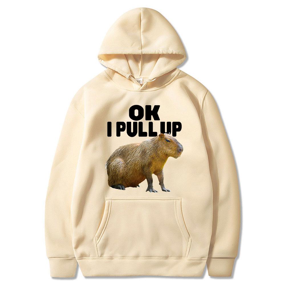 Ok I Pull Up Capybara Felpa con cappuccio con stampa grafica Felpe con cappuccio vintage casual alla moda unisex Pullover gotici Harajuku Streetwear
