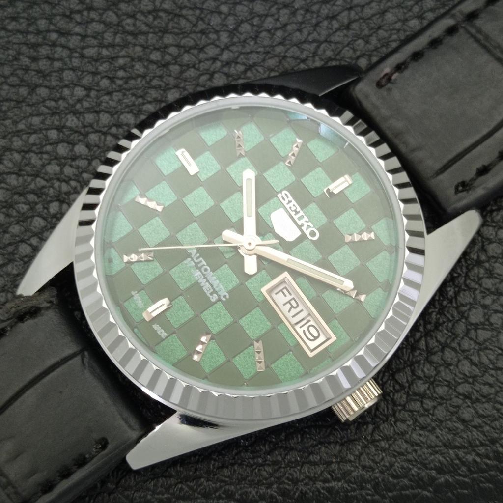 JAPAN VINTAGE REFURBISHED SEIKO 5 AUTOMATIC MENS GREEN DIAL WATCH a440390-4 Sk-a440390