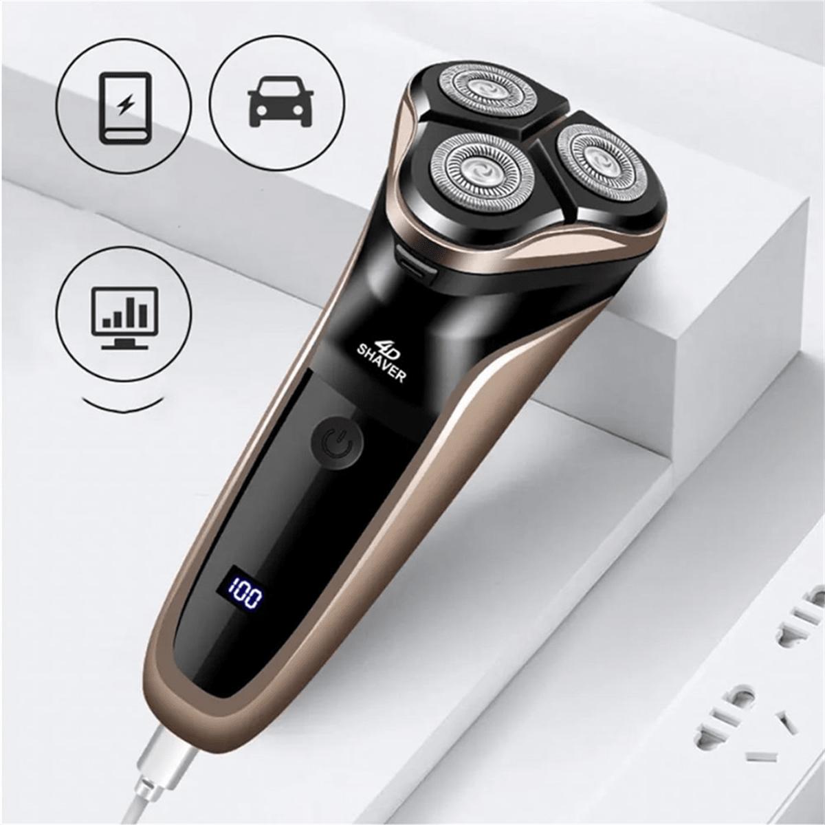 

Мужская электробритва со светодиодным дисплеем питания/моющейся головкой/быстрой USB-зарядкой, плавающей головкой, домашняя портативная дорожная бритва. золотой