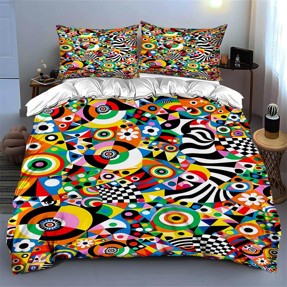 Colorato. Geometrico. Astratto. Biancheria da letto Set copripiumino Copripiumini Federe regali (1 * Copripiumino 2 * Federe, senza piumino)