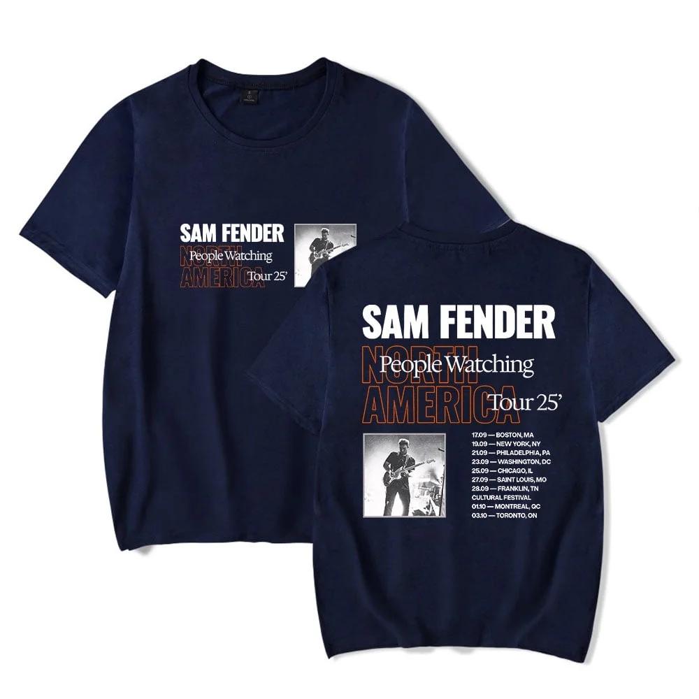 Sam Fender People Watching Gira Norteamérica 2025 Camiseta de manga corta de algodón puro con cuello redondo de moda para unisex y mujeres