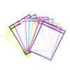 10 Pieces Worksheet Pocket Waterproof Plastic Pockets with Marker, Pen Slot,