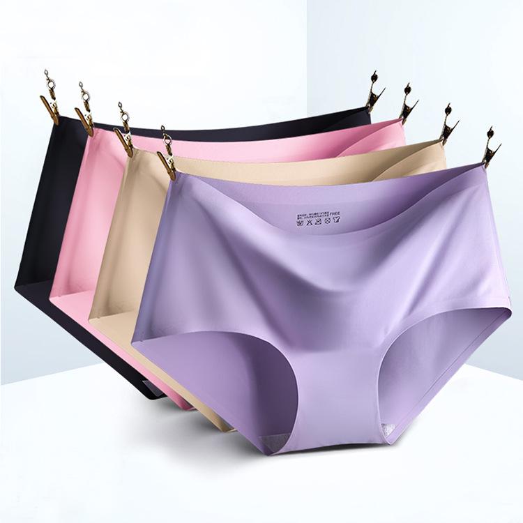 Plus Size Mid-Waist Ice Silk Triangle Briefs for Women