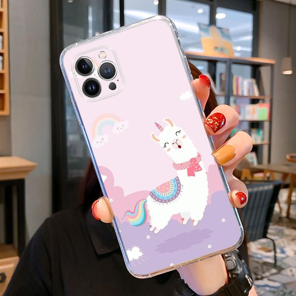 Cartoon Lama Phone Case For iPhone 15 14 11 12 13 Mini Pro XS Max Cover 6 7 8 Plus X XR SE 2020 Funda Shell